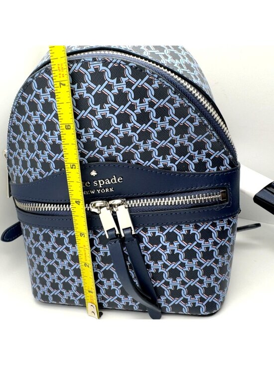 NWT Kate Spade New York Link Mini Convertible Backpack Blue Multi Coated Canvas main image 15